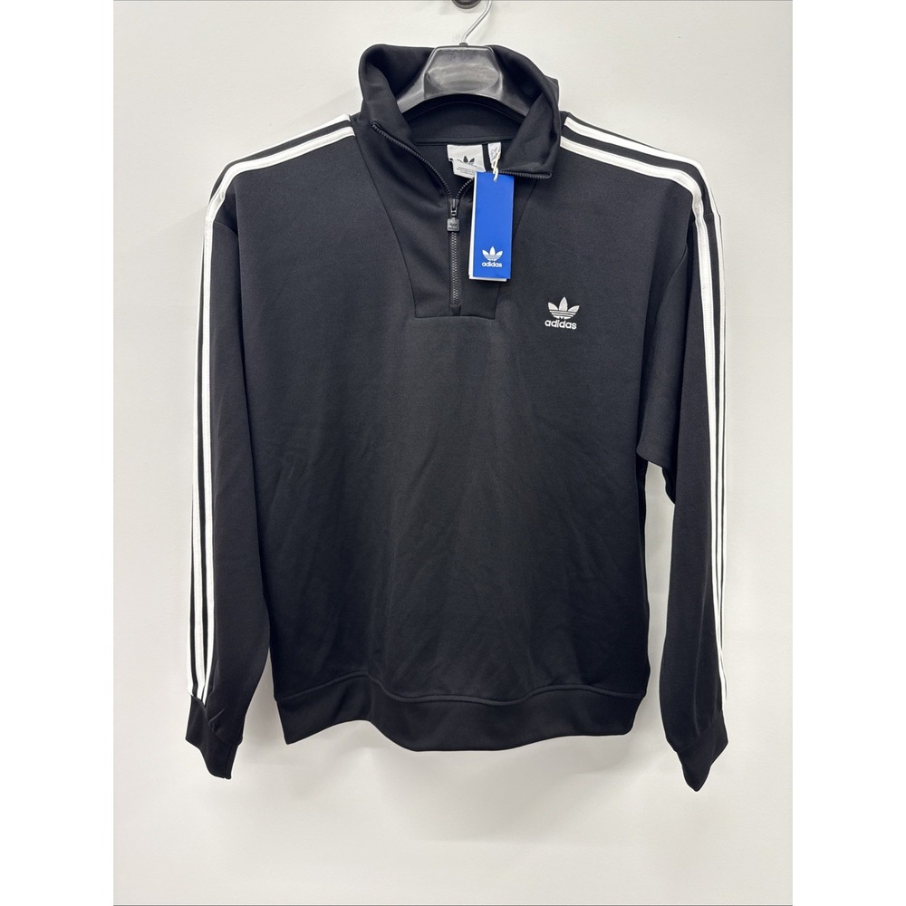 Adidas Men's Black 1/4 Zip Collared Track Top Size Large Brand NWT Retail $80
